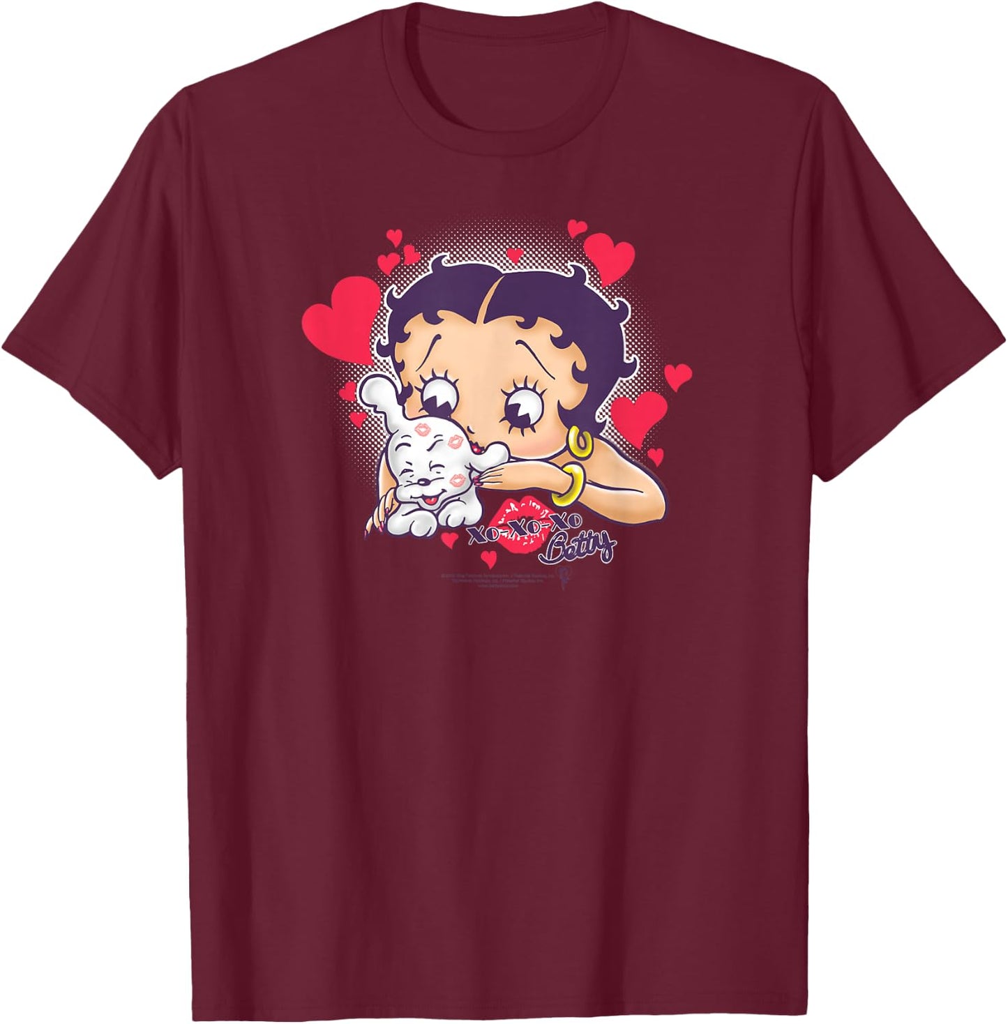Betty Boop Puppy Love T-Shirt - T-Shirt | Maroon