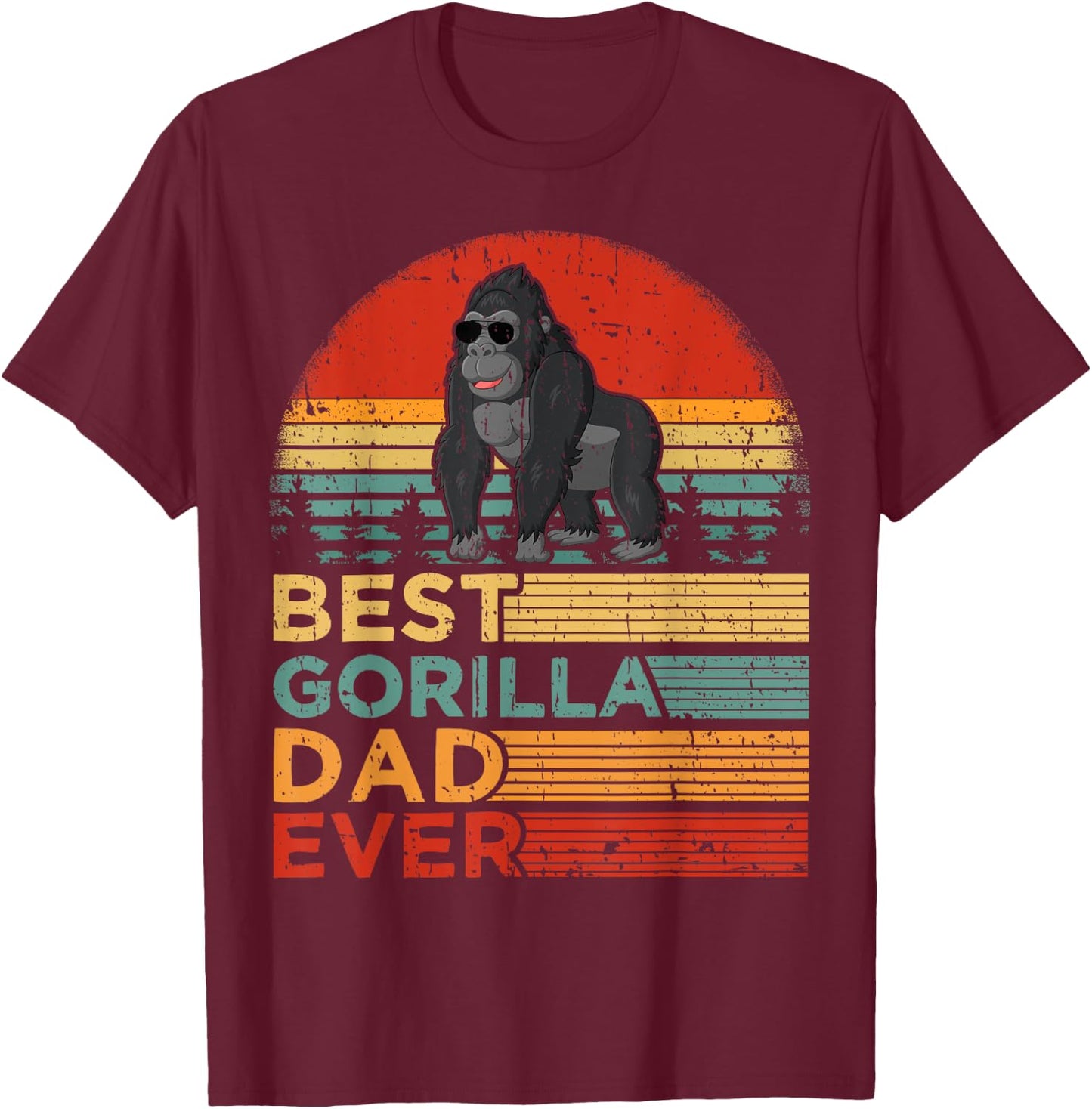 Best Gorilla Dad Ever Funny Vintage Gorilla Father's Day T-Shirt - T-Shirt | Maroon