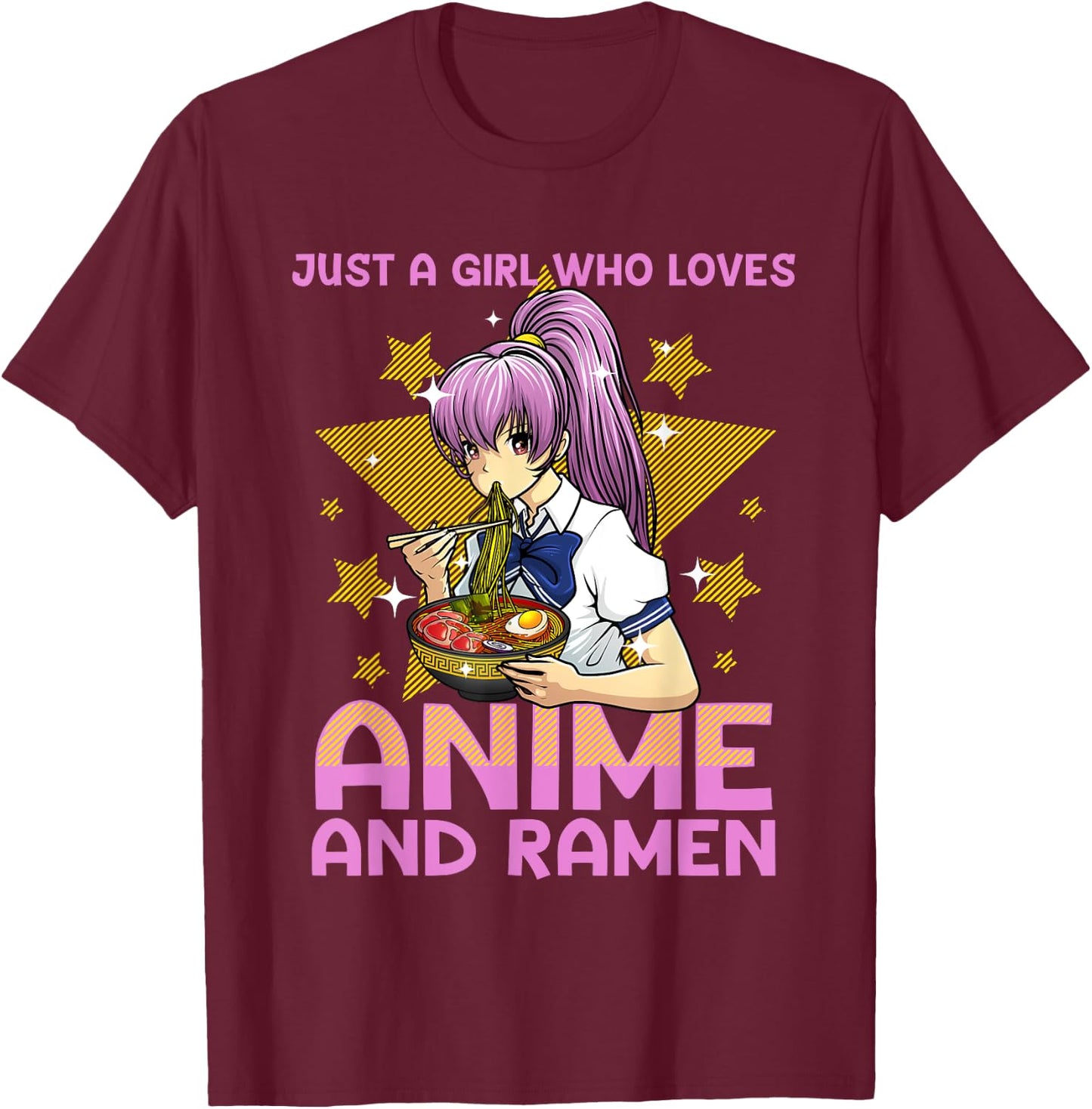 Anime Art Teen Girls Anime Merch Ramen Anime Lover T-Shirt - T-Shirt | Maroon