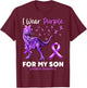 I Wear Purple For My Son Epilepsy Awareness Dinosaur T-Shirt - T-Shirt | Maroon