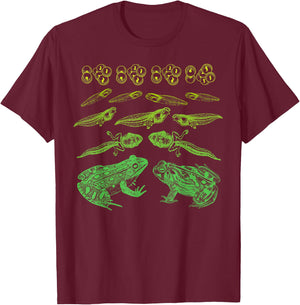 Frog Tadpole Life Cycle Biology Teacher Vintage Science T-Shirt - T-Shirt | Maroon