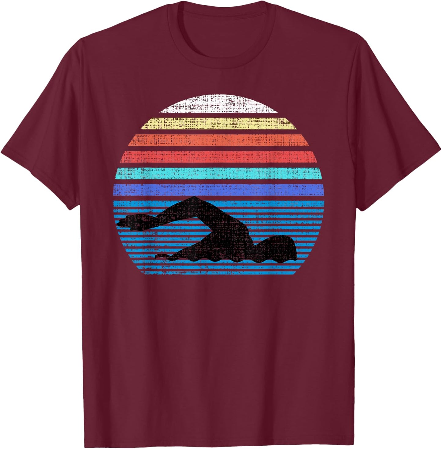 Vintage Retro Swim Swimmer Swimming 80s Gifts T-Shirt - T-Shirt | Maroon