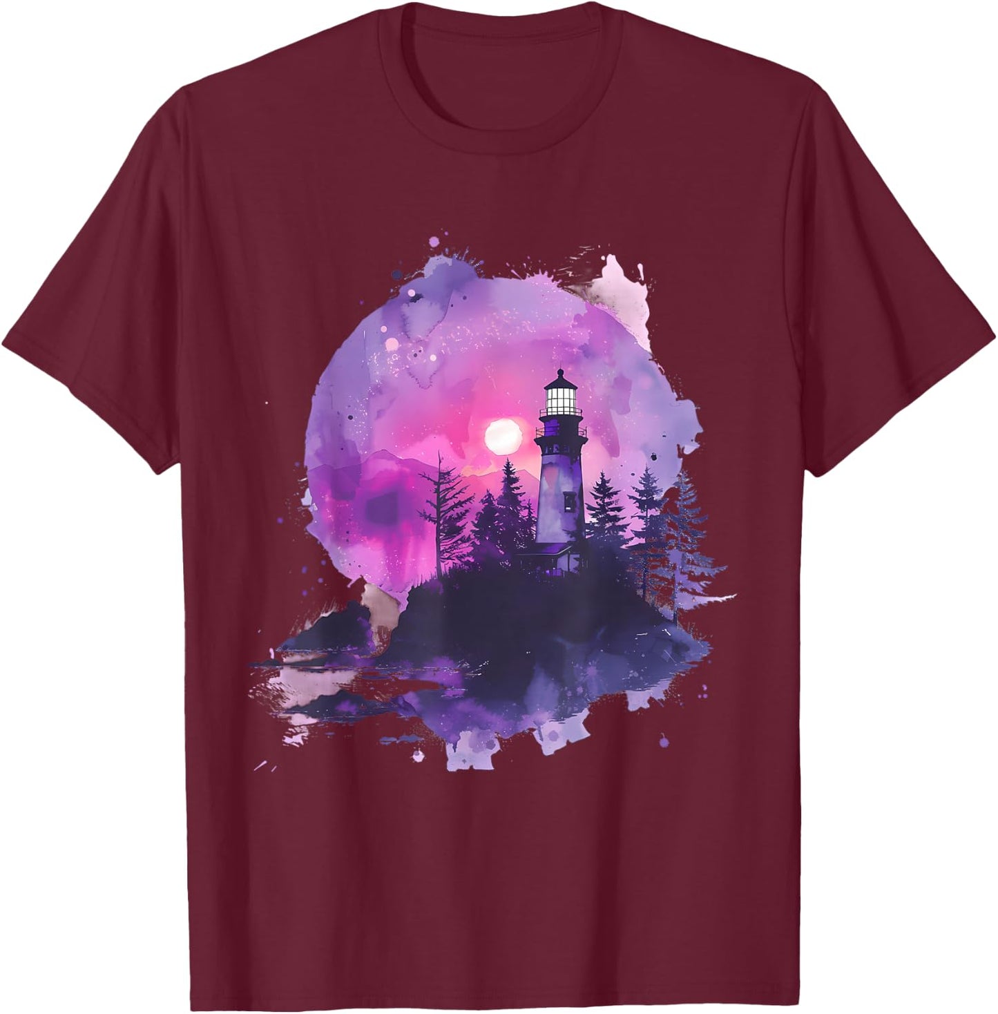 Light House Seaside House Sailing Sea Beach Lighthouse T-Shirt - T-Shirt | Maroon