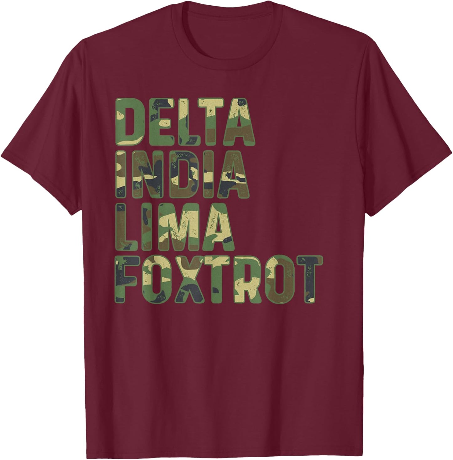 Military Camouflage Delta India Lima Foxtrot DILF T-Shirt - T-Shirt | Maroon