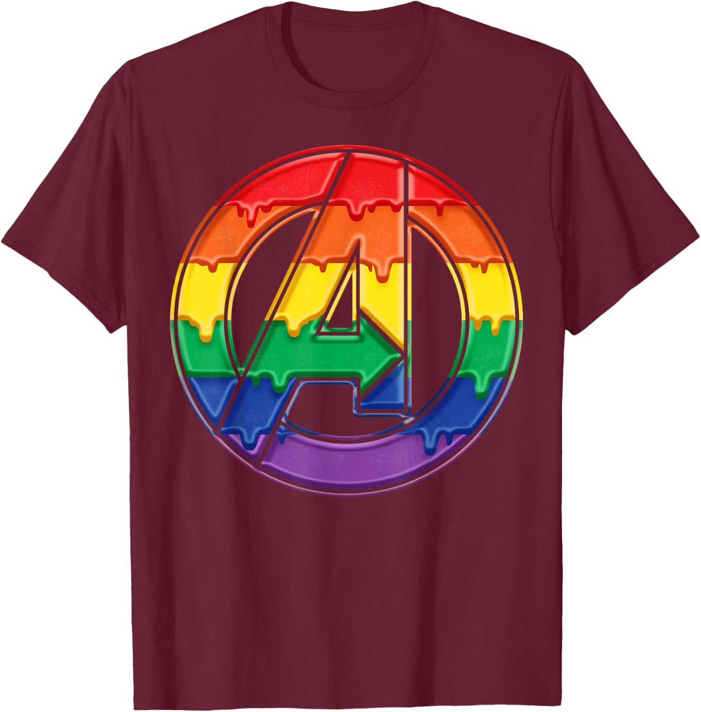 Marvel Avengers Rainbow Drip Logo T-Shirt - T-Shirt | Maroon