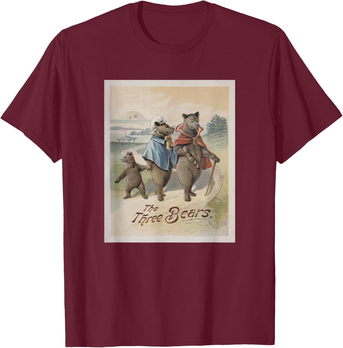 Goldilocks and The Three Bears Book Cover T-Shirt - T-Shirt | Maroon