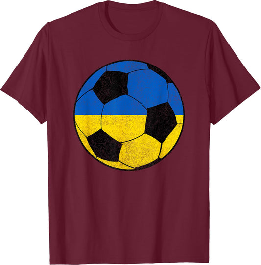 Vintage Soccer Shirts, Men Kid Boy Soccer Jersey Ukraine T-Shirt - T-Shirt | Maroon