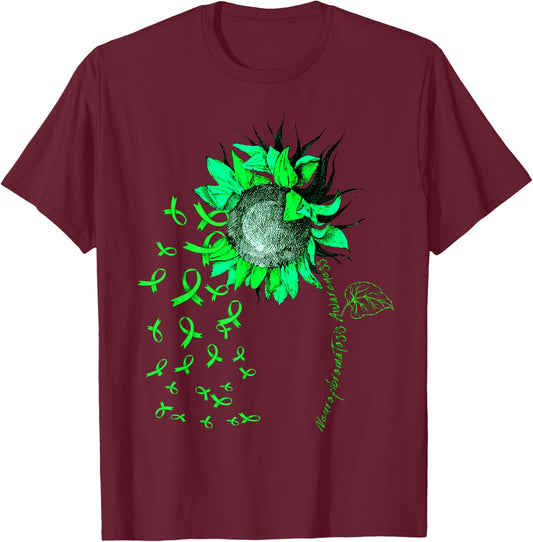NEUROFIBROMATOSIS AWARENESS Sunflower Green Ribbon T-Shirt - T-Shirt | Maroon