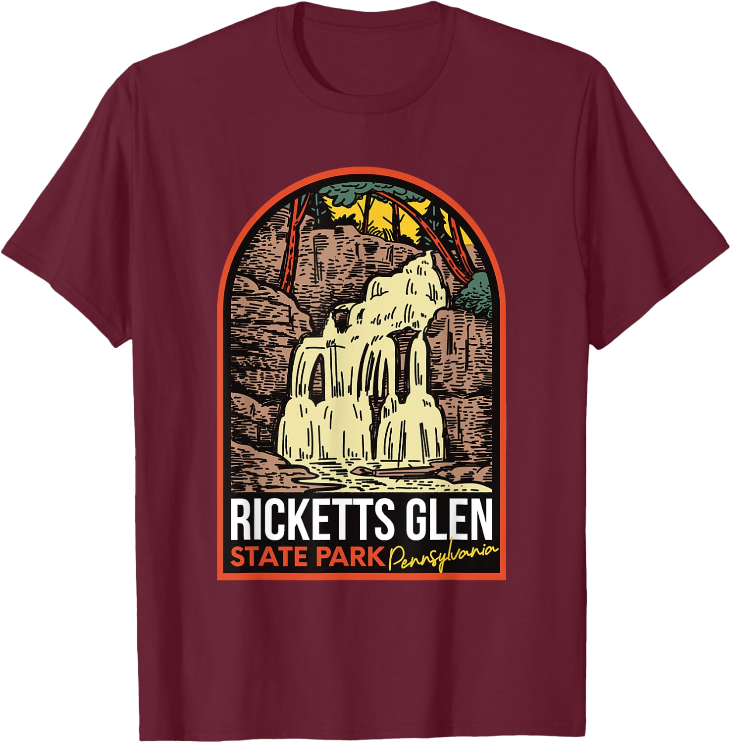 Ricketts Glen State Park Pennsylvania Vintage T-Shirt - T-Shirt | Maroon