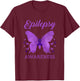 Epilepsy Awareness Butterfly Vintage T-Shirt - T-Shirt | Maroon