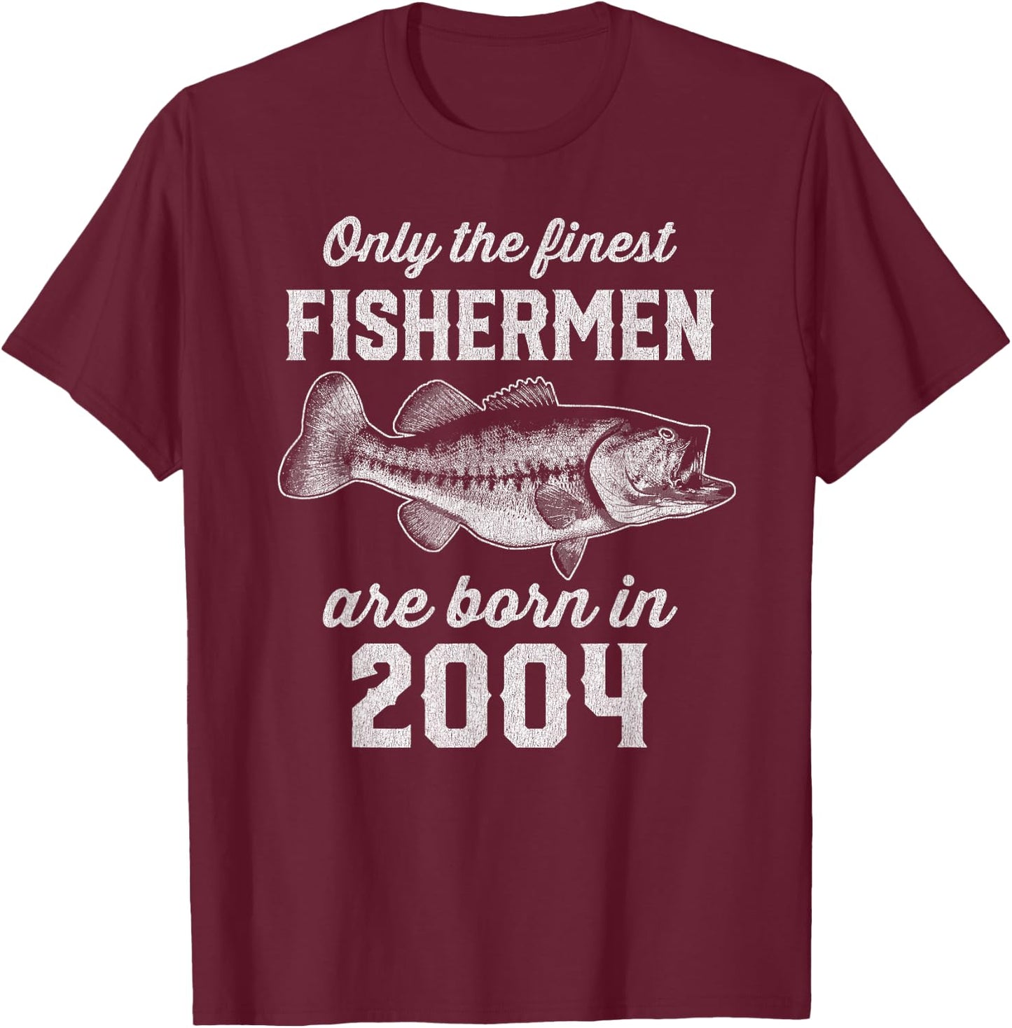 21 Year Old: Fisherman Fishing 2004 21st Birthday T-Shirt - T-Shirt | Maroon