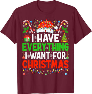 I Have Everything I Need Couples Pajamas Christmas Couple T-Shirt - T-Shirt | Maroon