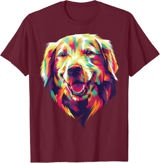 colorful Golden Retriever head face dog for lovers of dogs Women Kids T-Shirt - T-Shirt | Maroon