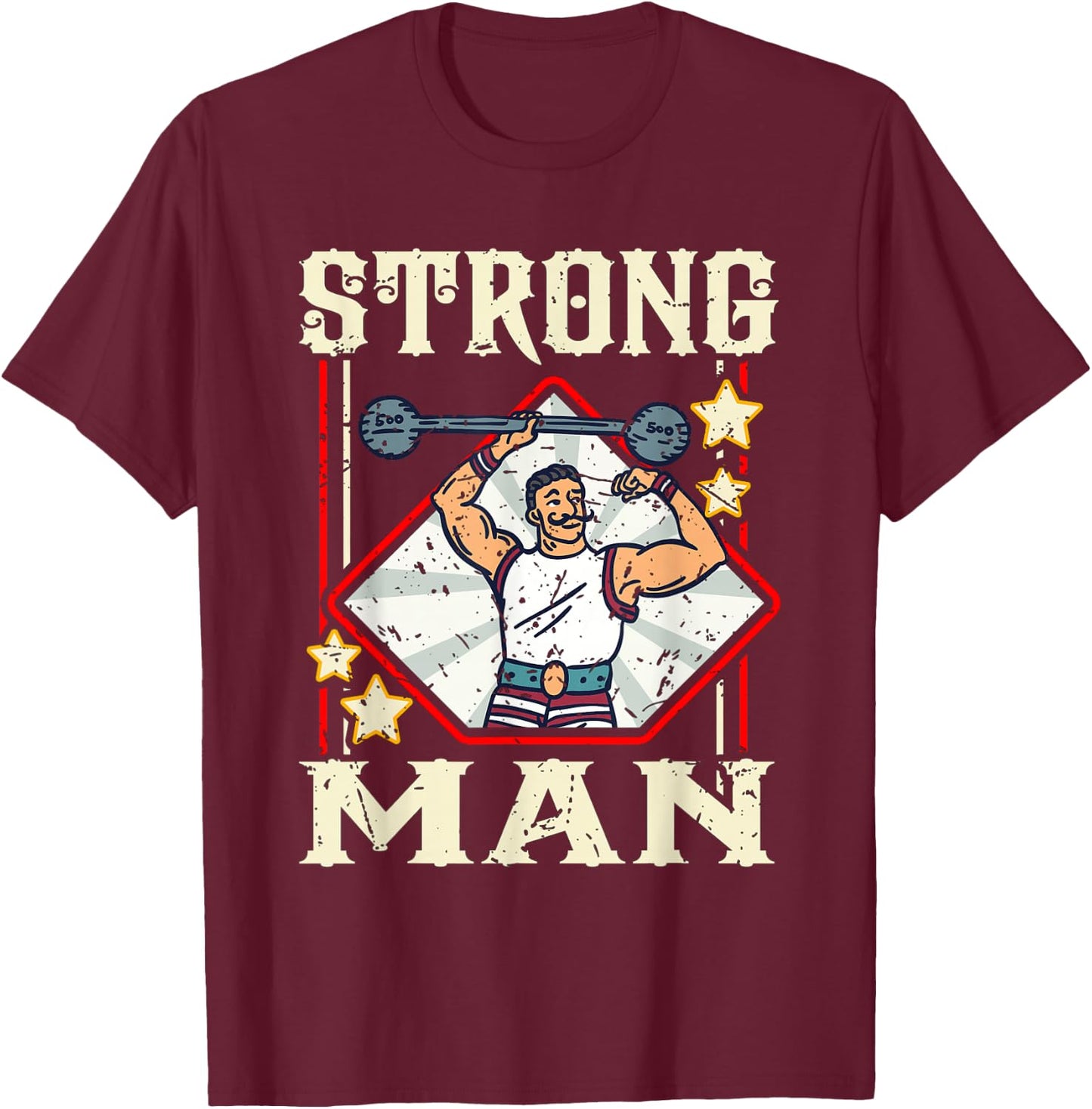 Bearded Strongman Carnival Party Circus Themed Apparel T-Shirt - T-Shirt | Maroon