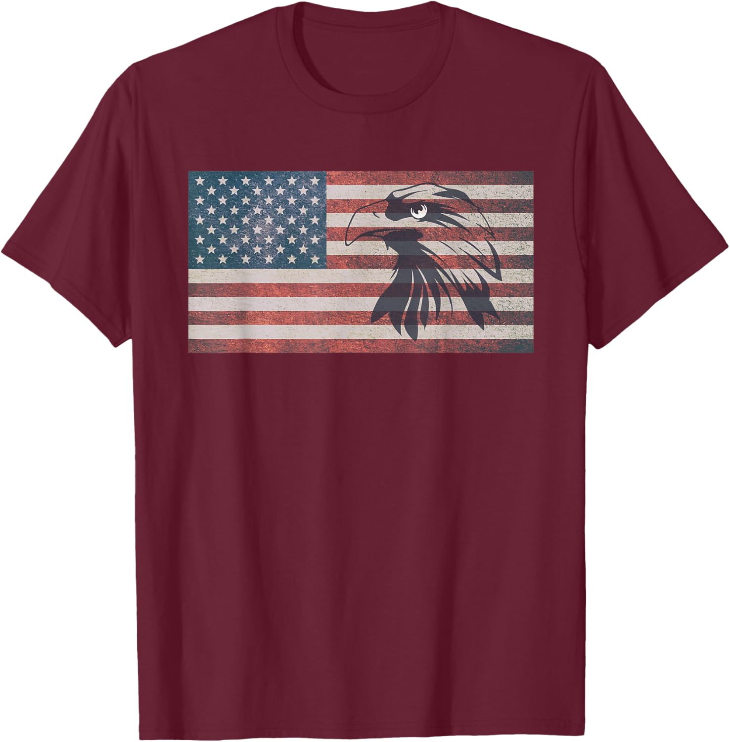 American Flag Eagle USA T-Shirt - T-Shirt | Maroon