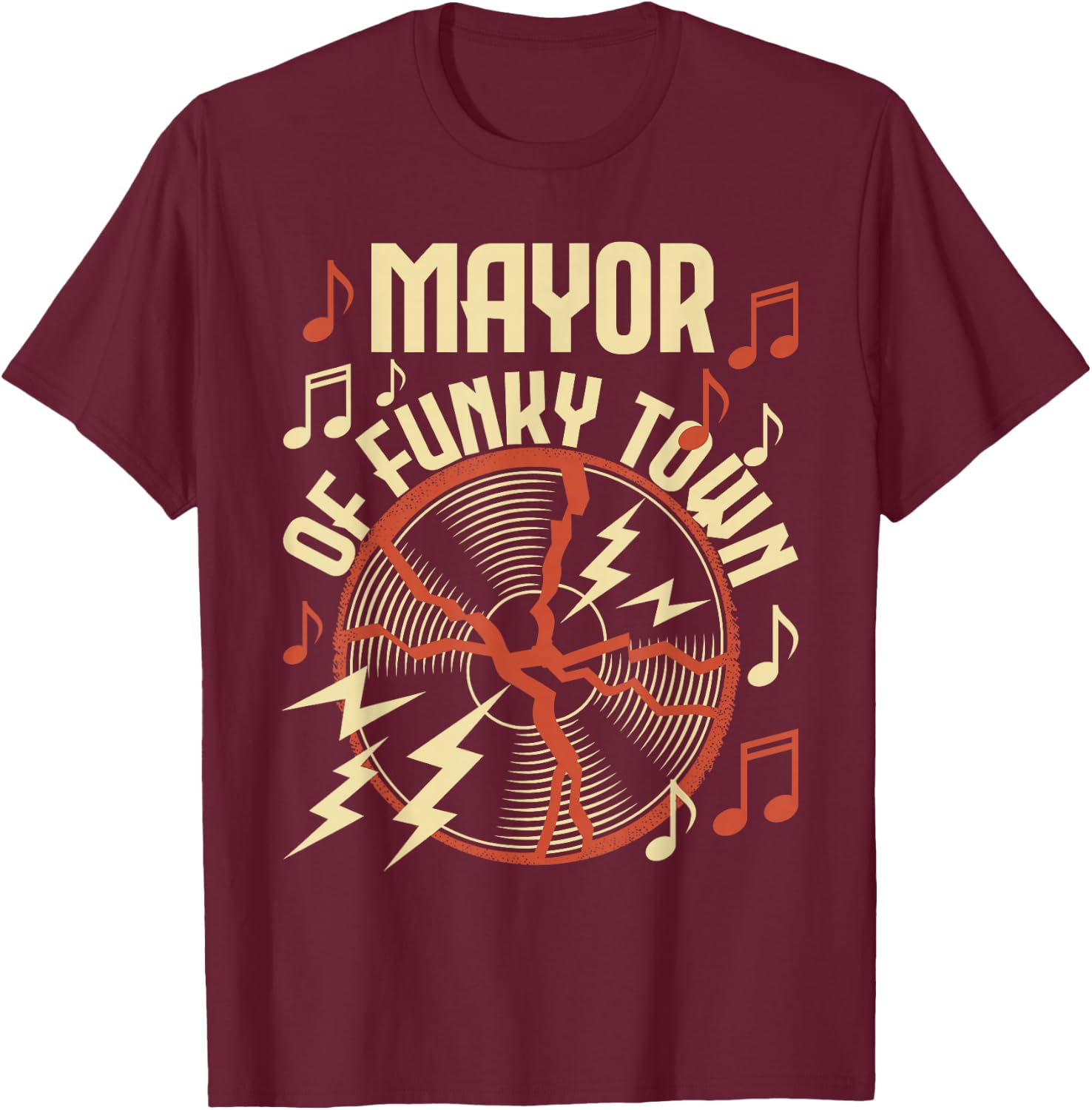 Mayor of Funky Town - 1970s Funky Party 70s Groove T-Shirt - T-Shirt | Maroon