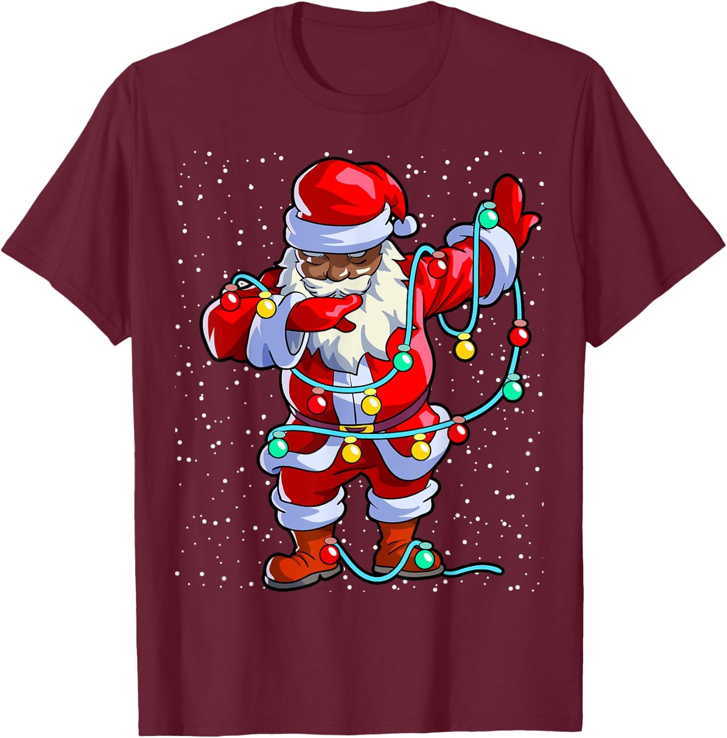 Santa Claus Black Christmas Afro African American Xmas T-Shirt - T-Shirt | Maroon