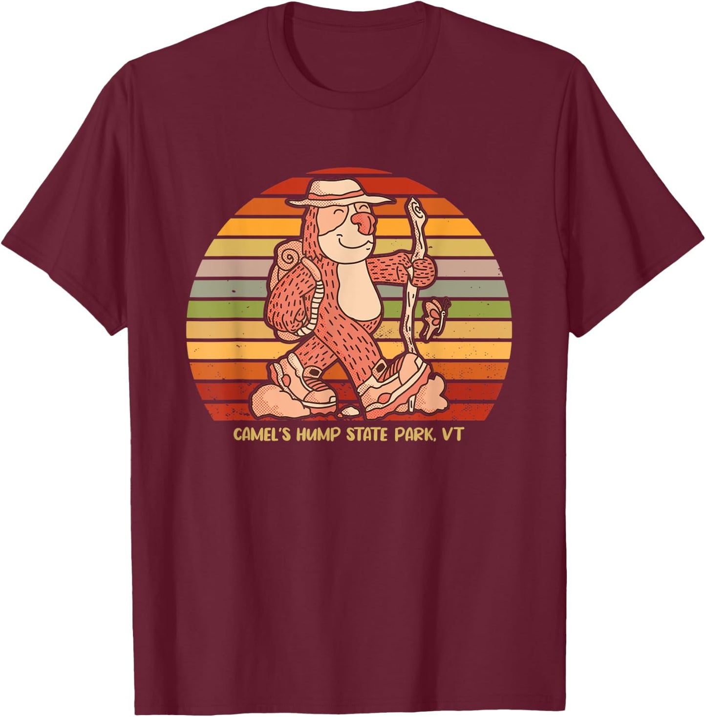 Camel's Hump State Park Vermont Hiking Sloth Camping T-Shirt - T-Shirt | Maroon