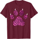 Pink and Black Leopard Paw Print with Claws - Pink Cheetah T-Shirt - T-Shirt | Maroon