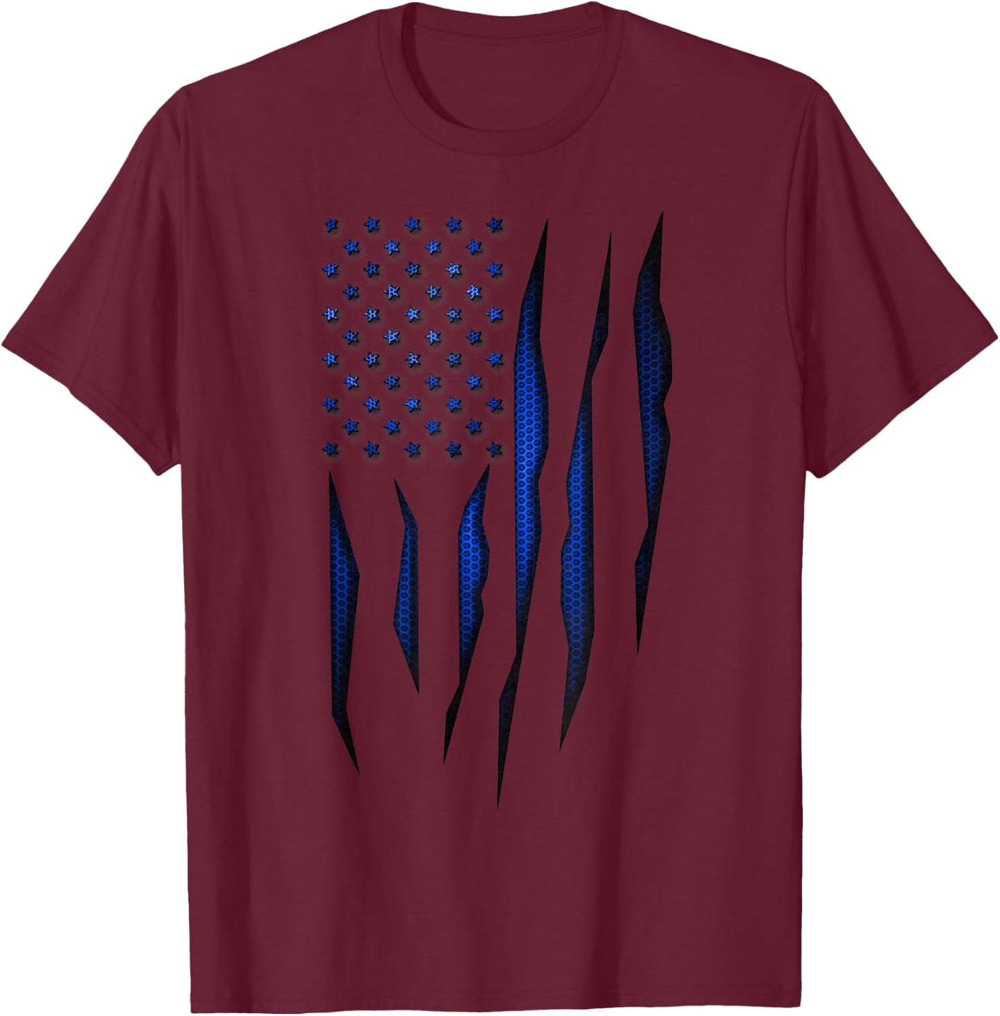 Blue Carbon Onyx American Flag Men T-Shirt - T-Shirt | Maroon