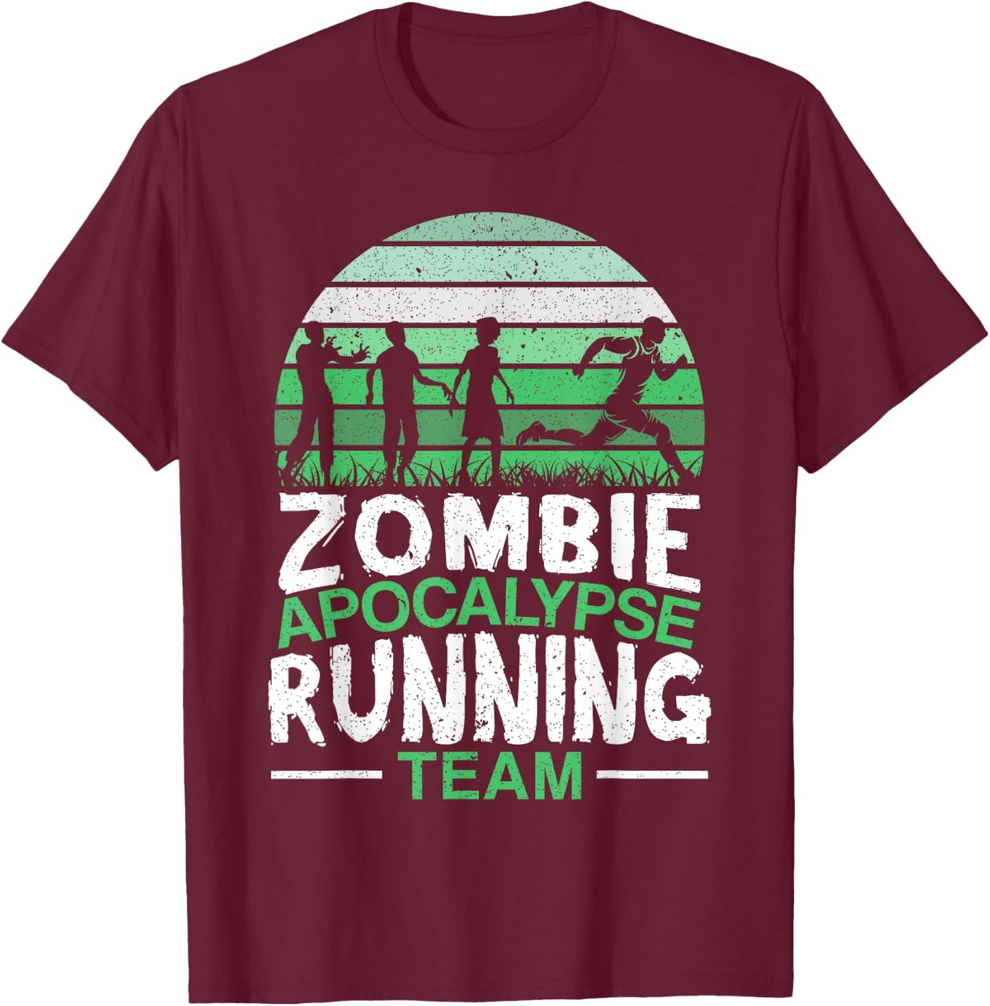 Zombie Apocalypse Running Team Halloween Trick Or Treat T-Shirt - T-Shirt | Maroon
