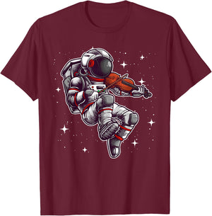 Cool Violin Player Astronaut Women Viola Music Lover T-Shirt - T-Shirt | Maroon