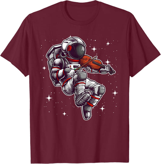Cool Violin Player Astronaut Women Viola Music Lover T-Shirt - T-Shirt | Maroon