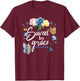 Christian Bible Verse Butterfly Rose Flower Ephesians 2:8 T-Shirt - T-Shirt | Maroon