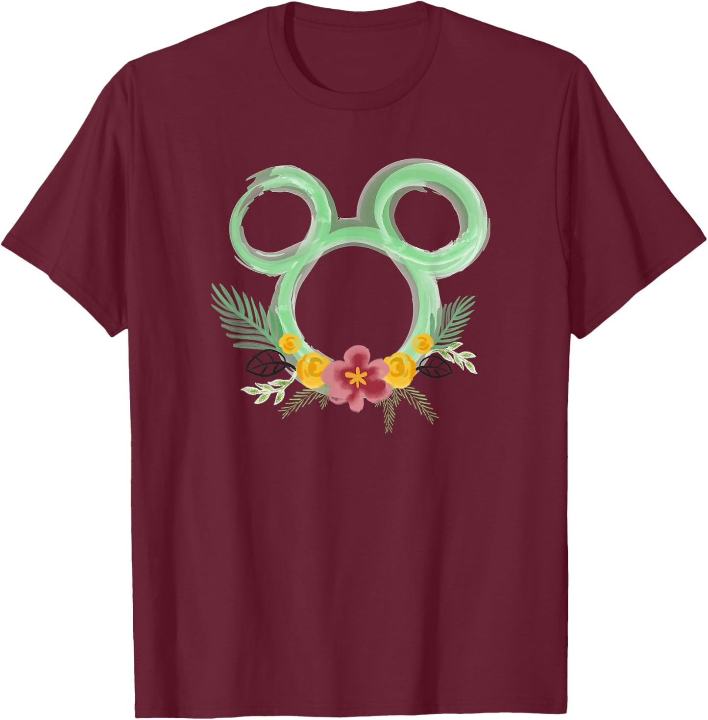 Disney Mickey and Friends Green Decals T-Shirt - T-Shirt | Maroon