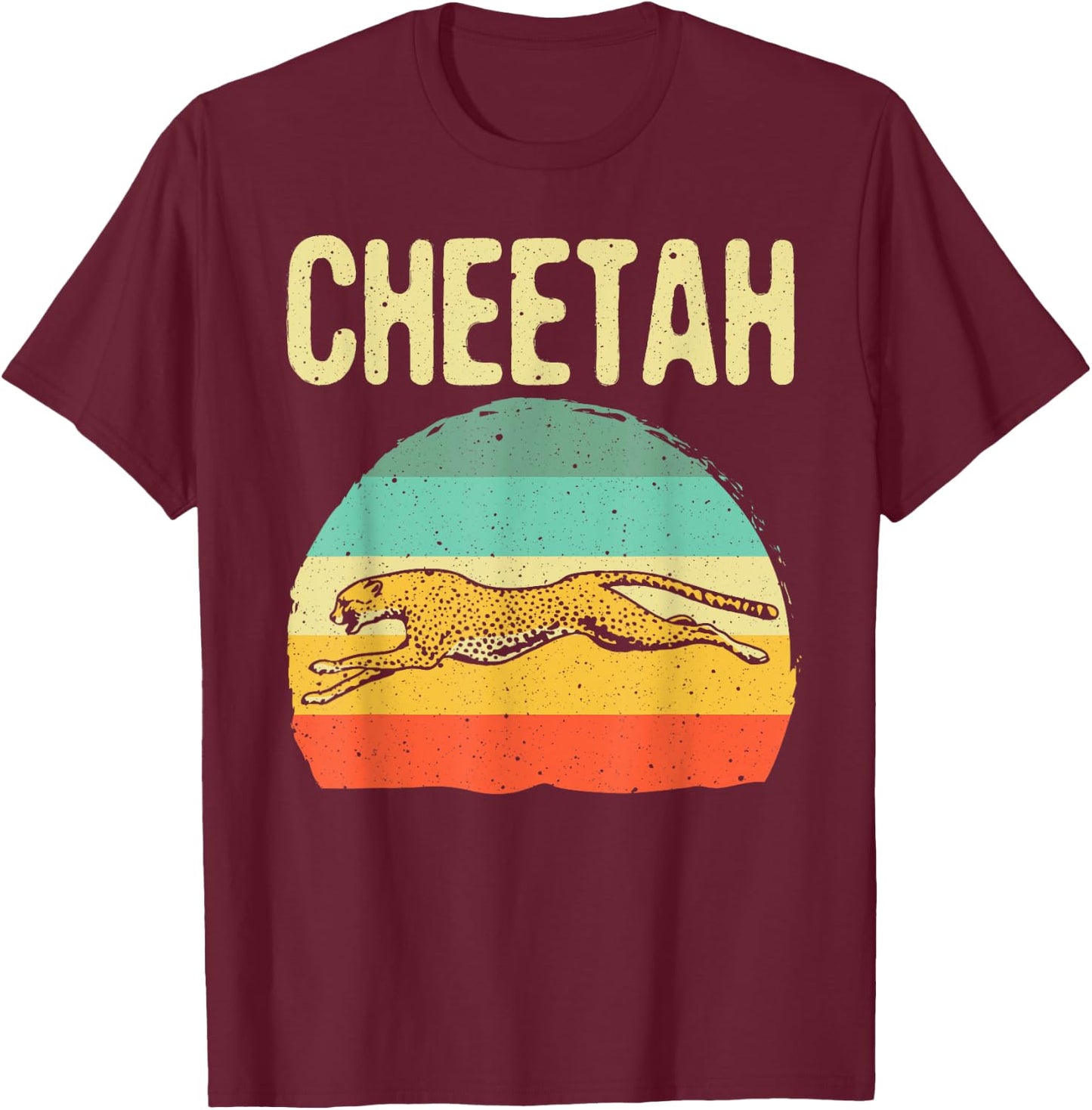 Funny Vintage Cheetah Art Boys Girls Leopard Safari Wildlife T-Shirt - T-Shirt | Maroon