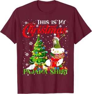 This is My Xmas Pajama Shirt Quaker Parrot In Xmas Sock T-Shirt - T-Shirt | Maroon