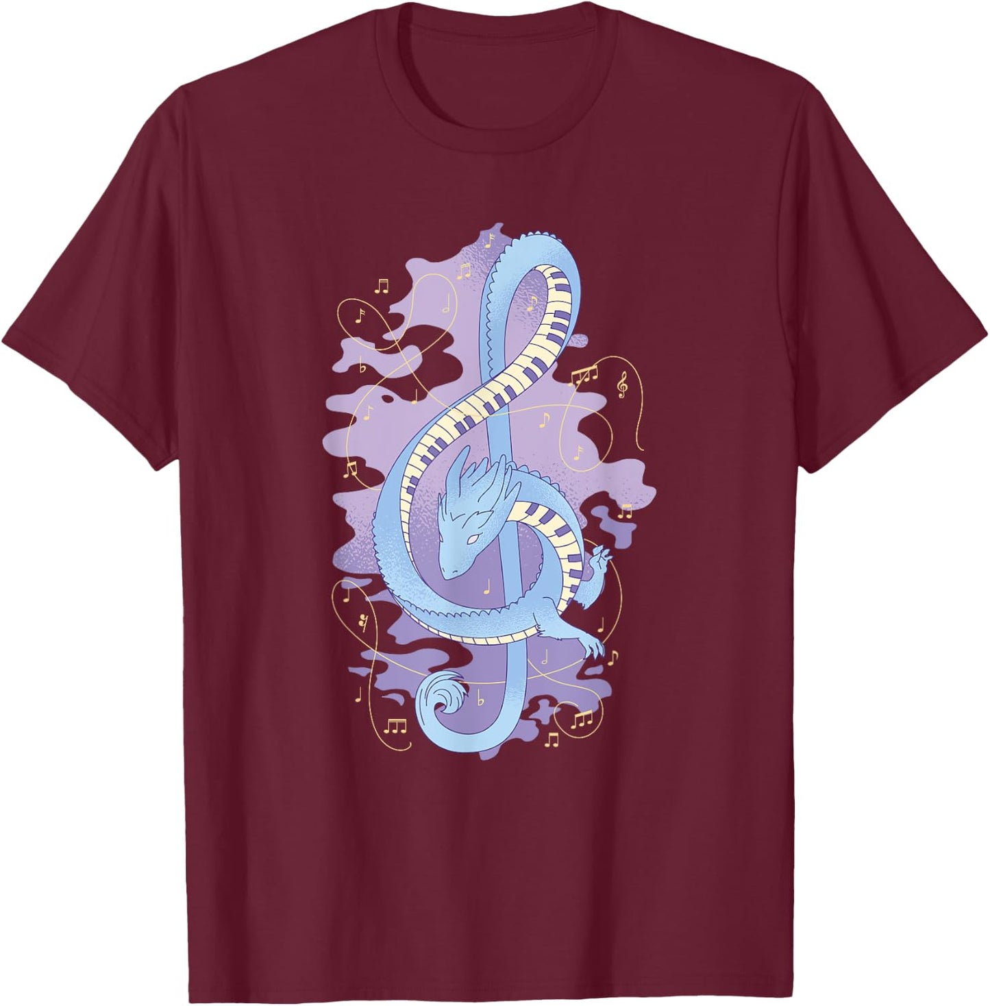 Musical Dragon Creature Music Piano Instrument T-Shirt - T-Shirt | Maroon