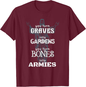 Christian Halloween Graves to Gardens Breathe in Dead Bones T-Shirt - T-Shirt | Maroon