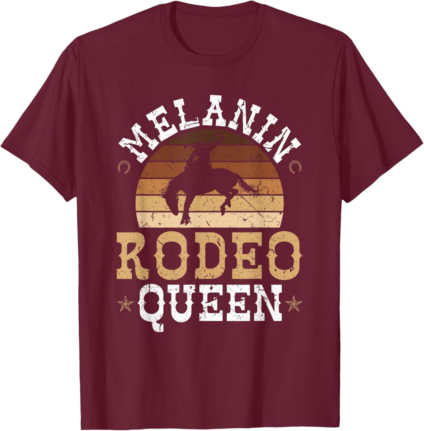 Melanin Rodeo Queen Bronc Rides African American Cowgirl T-Shirt - T-Shirt | Maroon
