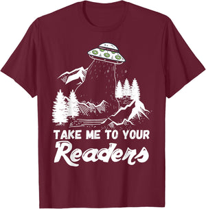 English Teacher Library Fun Alien Reading Gift T-Shirt - T-Shirt | Maroon