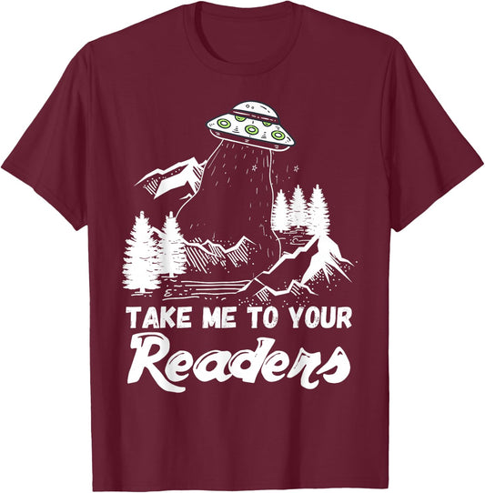English Teacher Library Fun Alien Reading Gift T-Shirt - T-Shirt | Maroon