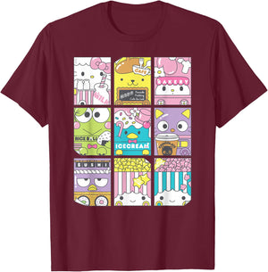 Hello Sanrio Kawaii Foodie Menu Poster Shirt T-Shirt - T-Shirt | Maroon