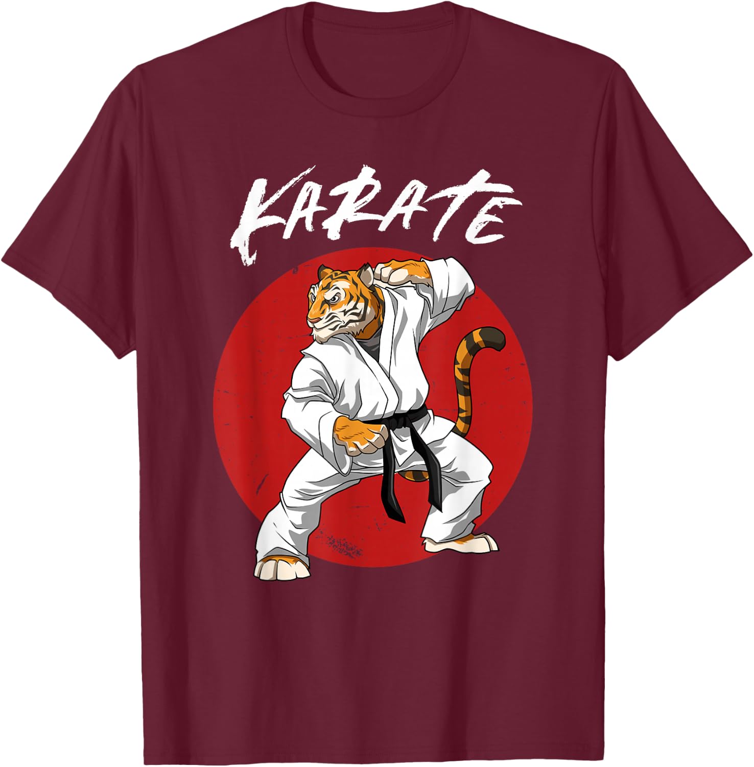 Karate Tiger - Boys and Girls Karate Tiger T-Shirt - T-Shirt | Maroon