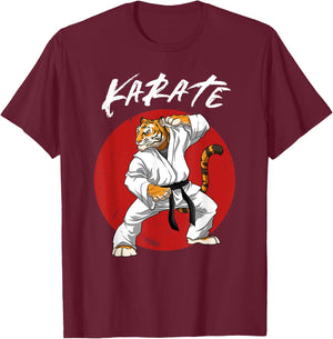 Karate Tiger - Boys and Girls Karate Tiger T-Shirt - T-Shirt | Maroon