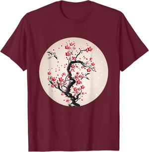 Watercolor Cherry Blossom Tree T-Shirt - T-Shirt | Maroon