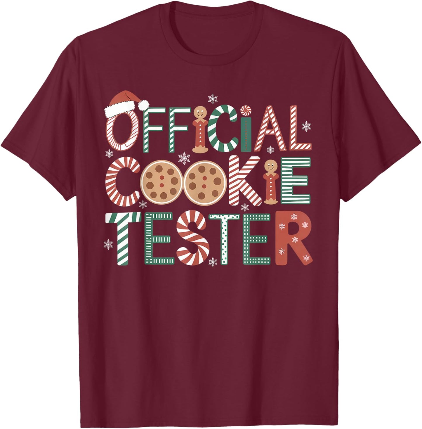 Official Cookie Tester Christmas Cookies Gingerbread Baking T-Shirt - T-Shirt | Maroon
