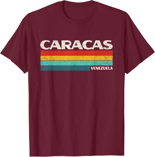 Caracas Venezuela Retro Love 70s Vintage Graphic T-Shirt - T-Shirt | Maroon