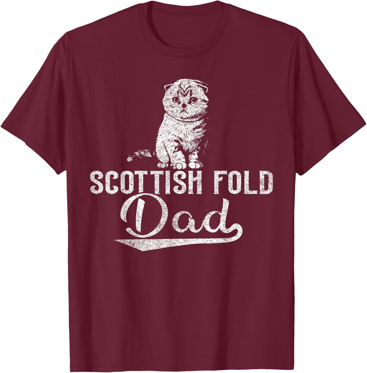 Cat Owner Dad - Scottish Fold Dad Men Women Girls Kids T-Shirt - T-Shirt | Maroon