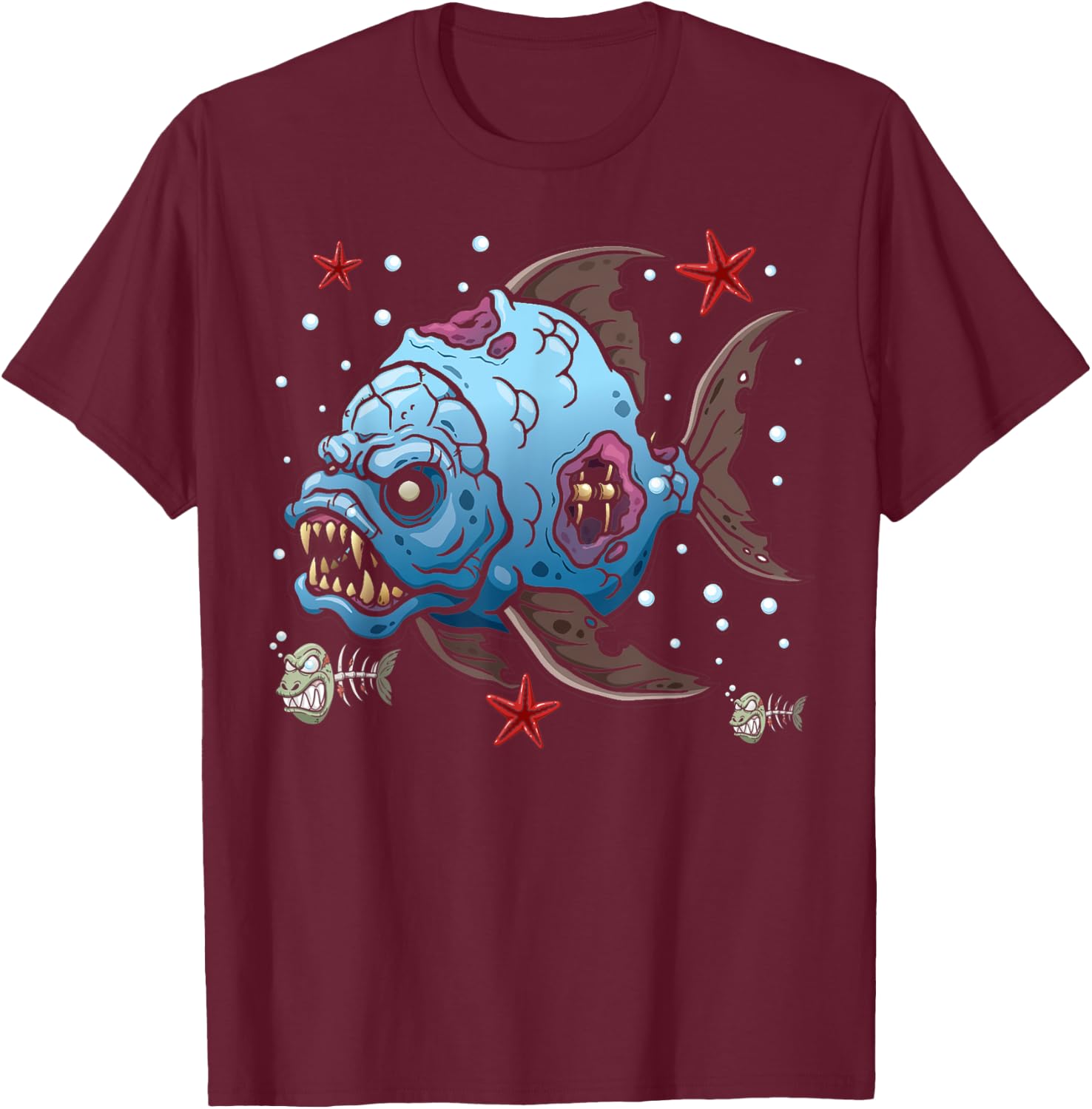 Sea Animal Zombies Fish Funny Halloween Costume Fish T-Shirt - T-Shirt | Maroon
