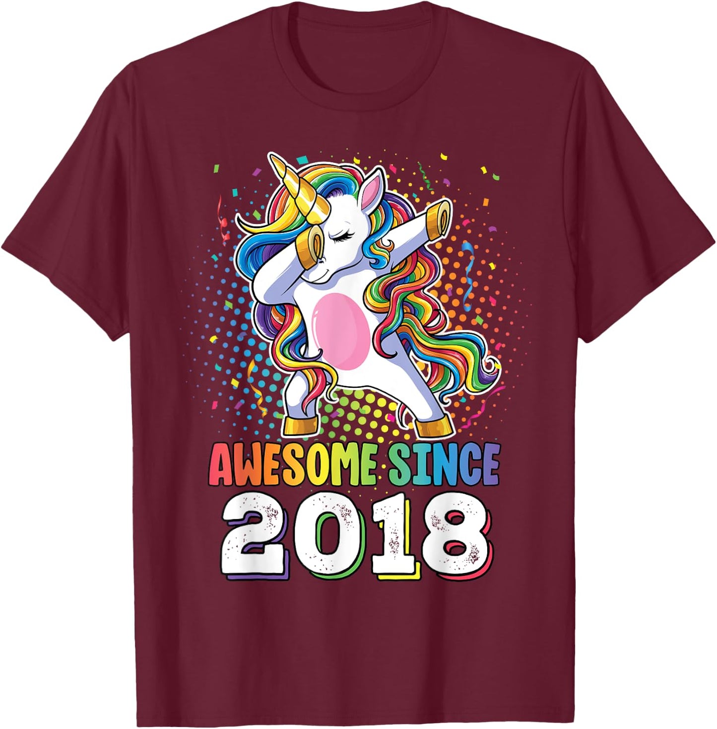 Awesome Since 2018 Shirt Girls 5 Years Old Birthday T-Shirt - T-Shirt | Maroon