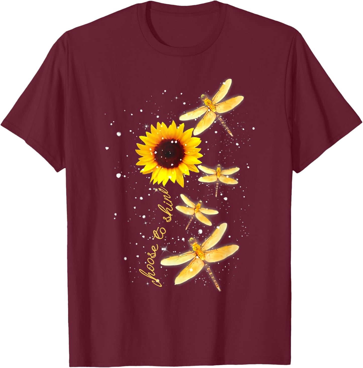 Dragonfly Sunflower Teacher Growth Mindset Choose To Shine Men Women Kids T-Shirt - T-Shirt | Maroon