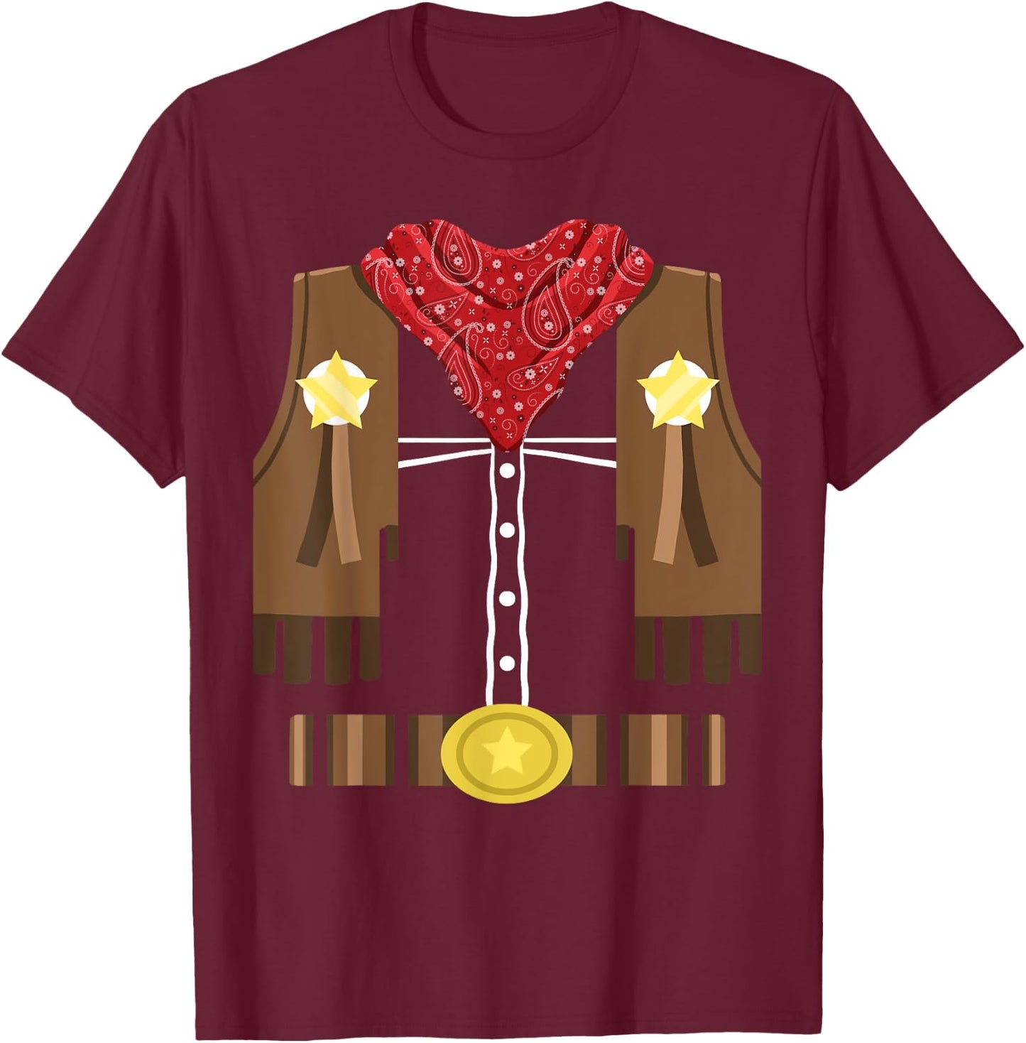 Cowboy Western Halloween Costume Rodeo Cowboy Outfit T-Shirt - T-Shirt | Maroon