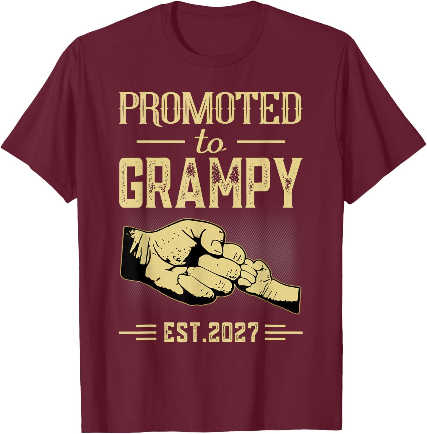 Promoted to Grampy to Be 2027 New Father Becoming A Dad T-Shirt - T-Shirt | Maroon