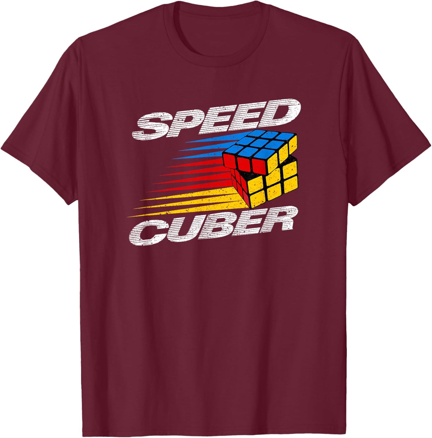 The Melting Cube - Competitive Speed Cubing Merch -Adults, Kids Black 3x3 Cube Math Game T-Shirt - T-Shirt | Maroon