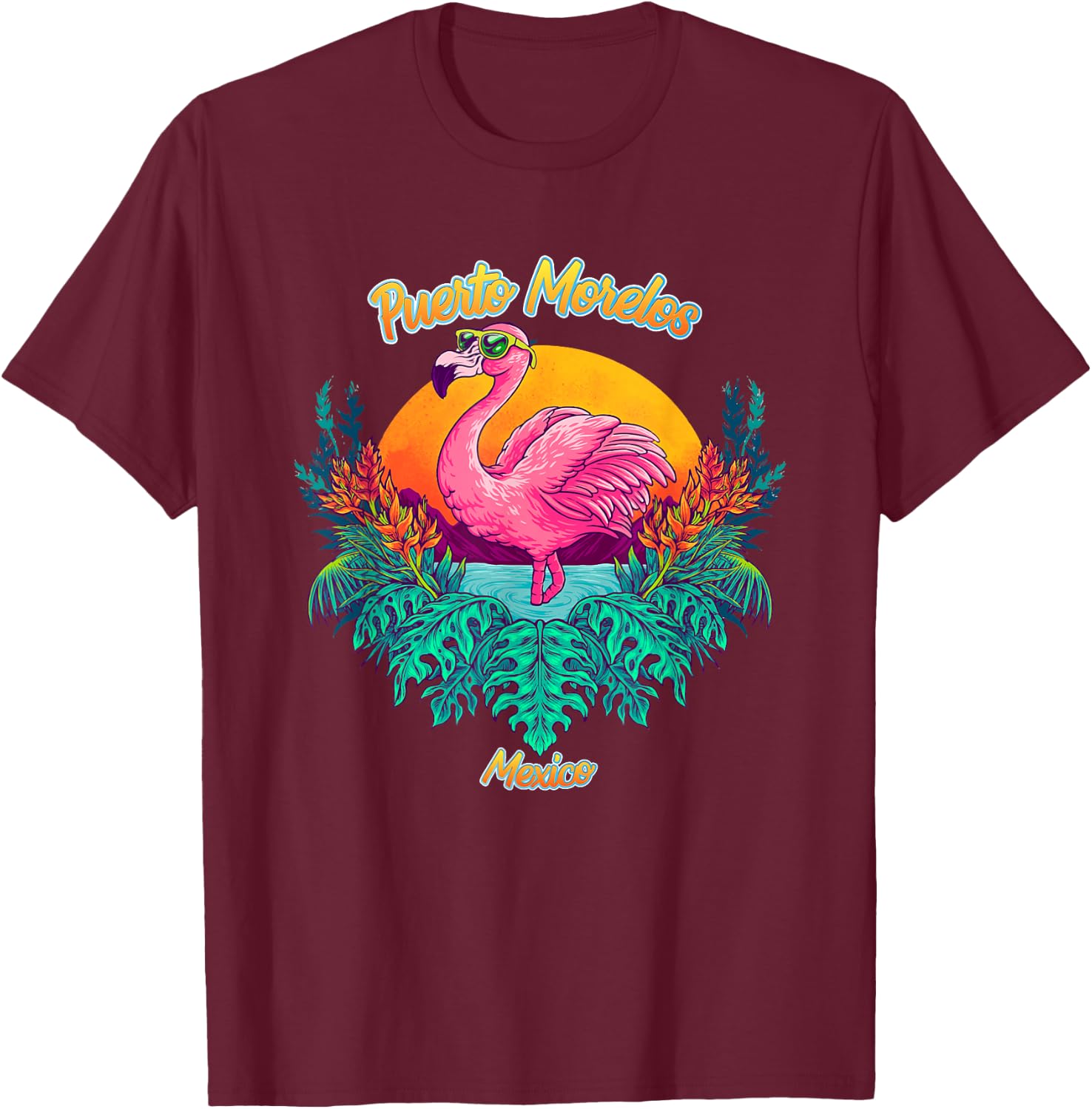 Puerto Morelos Souvenir - Mexico Reminder T-Shirt - T-Shirt | Maroon